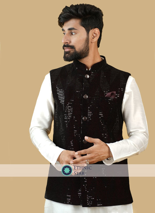 Maroon Velvet Wedding Nehru Jacket