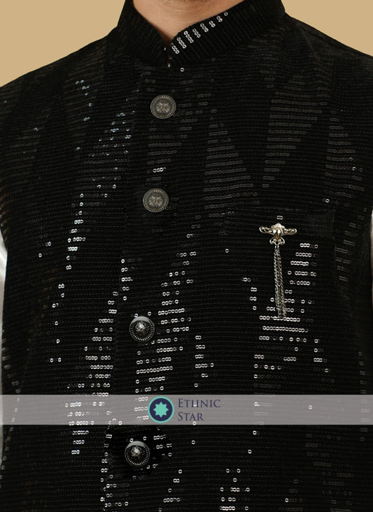 Black Velvet Readymade Nehru Jacket