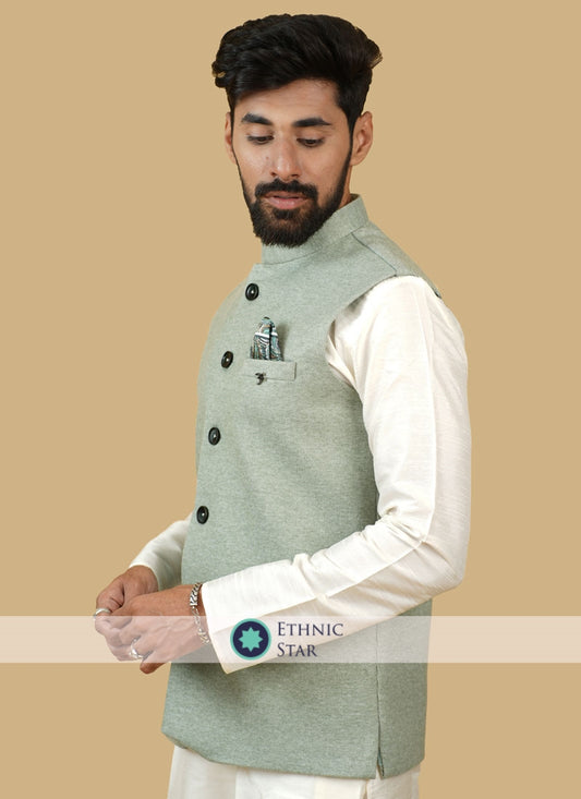 Imported Pista Green Mens Wear Nehru Jacket