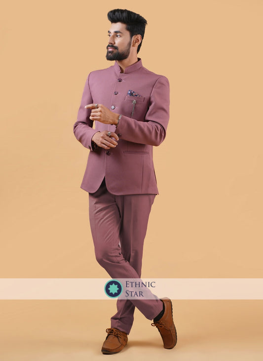 Onion Pink Wedding Wear Jodhpuri Suit For Men