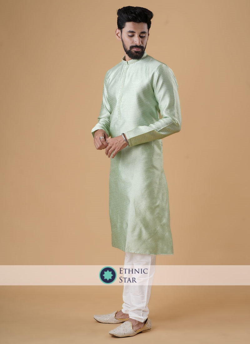 Pista Green Silk Kurta Pajama