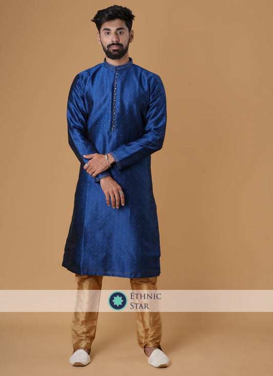 Designer Royal Blue Silk Kurta Pajama