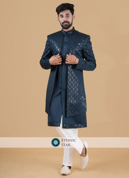 Rama Green Jacket Style Indowestern Set