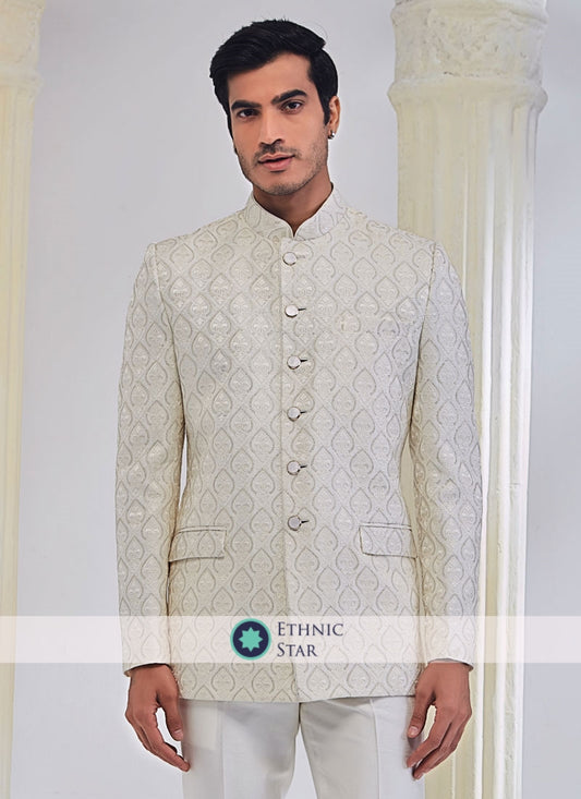 Cream Embroidered Wedding Jodhpuri Suit