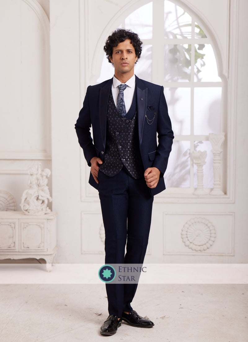 Blue Imported Fabric Suit For Men