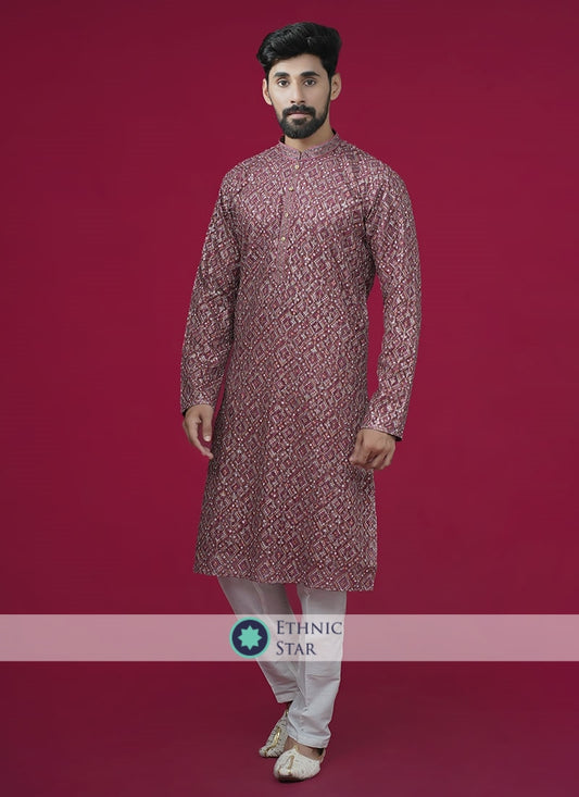 Readymade Onion Pink Printed Kurta Pajama