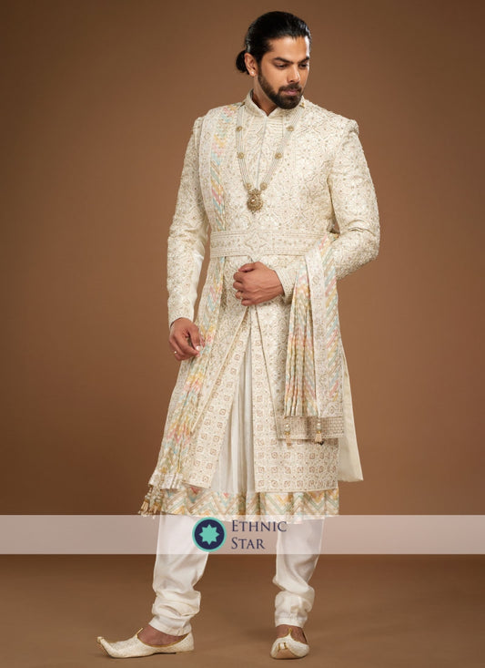 Anarkali Style Embroidered Sherwani For Wedding