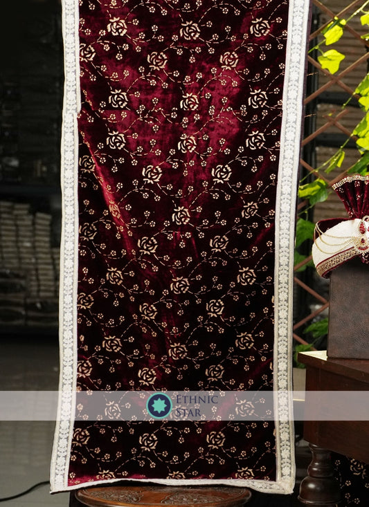 Maroon Designer Dupatta With Zari Work