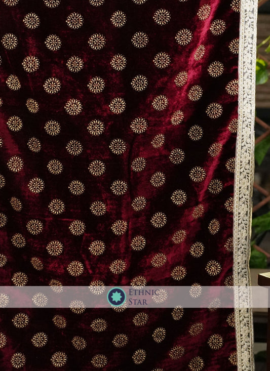 Wedding Season Fancy Velvet Dupatta In Maroon