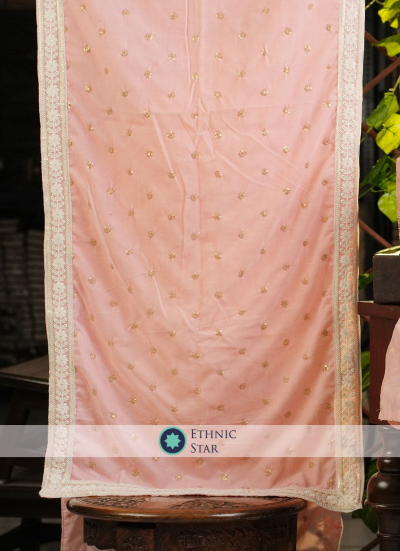 Peach Groom Embroidere Dupatta