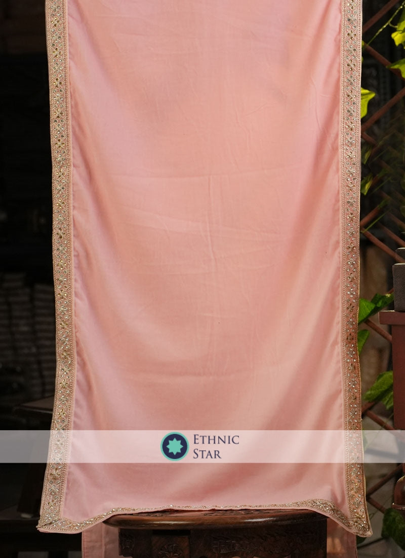 Simple And Sober Velevet Dupatta In Peach