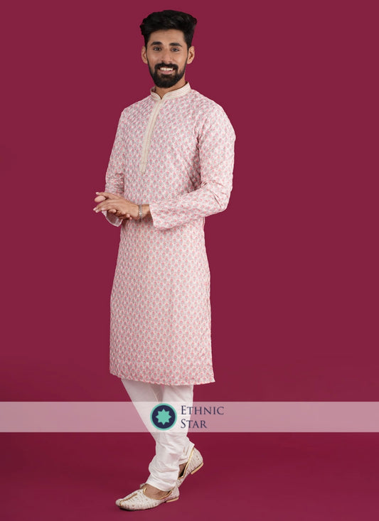 Peach Fancy Printed Kurta Pajama