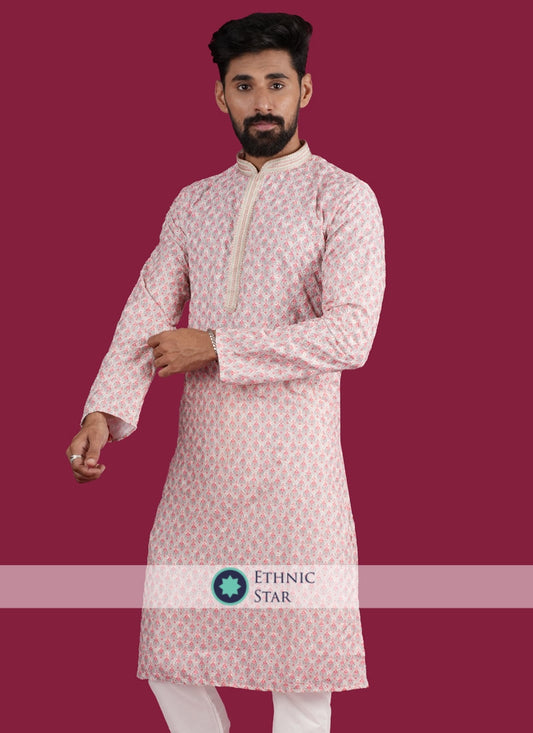 Peach Fancy Printed Kurta Pajama