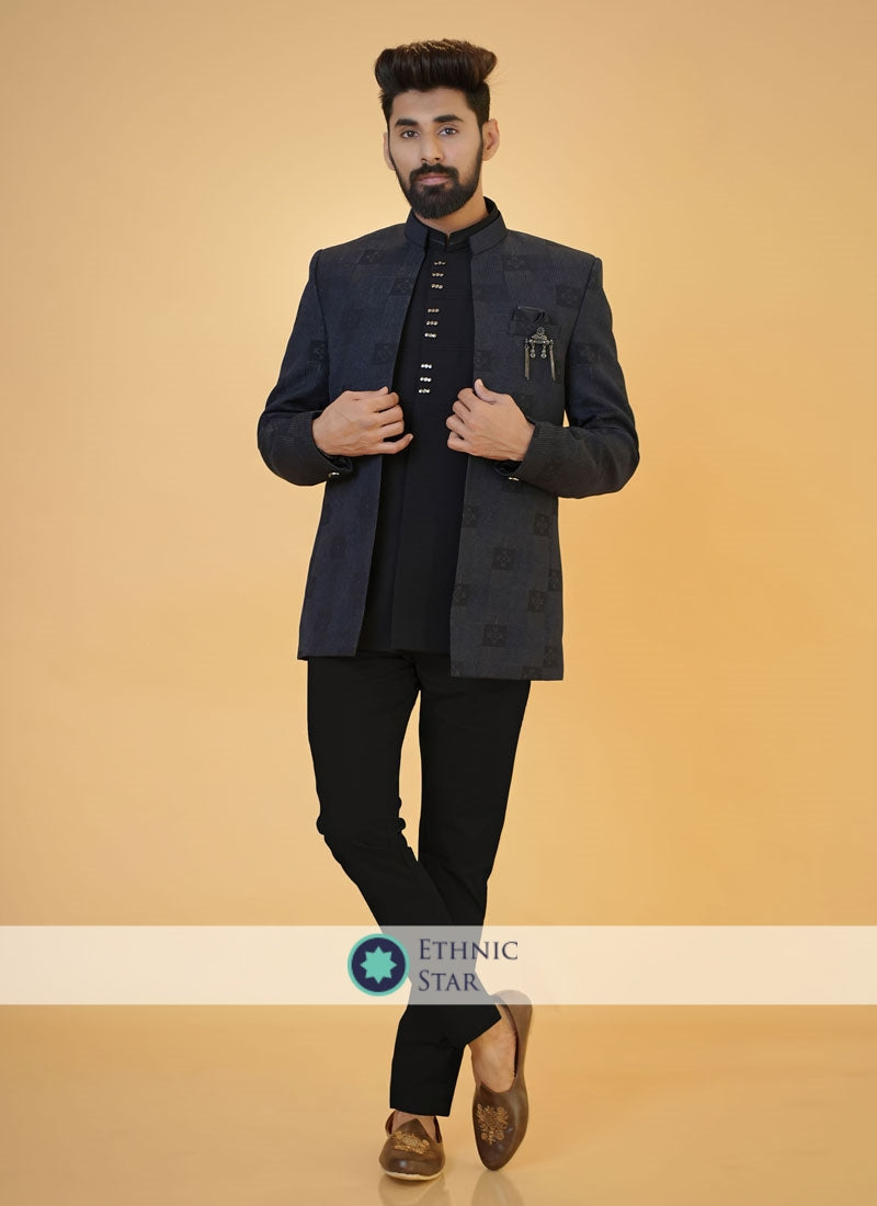 Jacket Style Fancy Jodhpuri Suit For Wedding