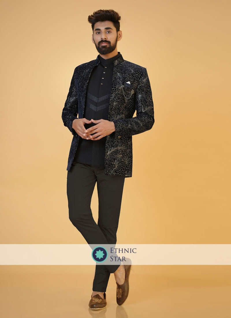 Blue Imported Jhodpuri Suit For Wedding