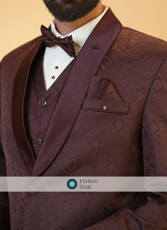 Maroon Imported Fabric Suit For Men