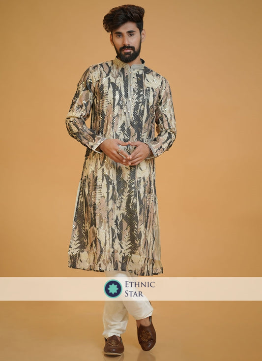 Elegant Multi Printed Silk Kurta Pajama