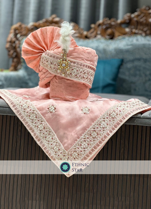 Silk Fabric Wedding Wear Safa And Dupatta