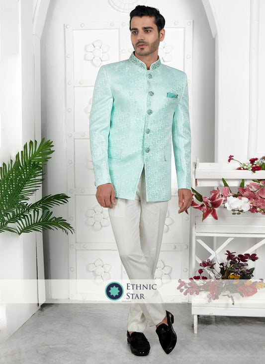 Elegant Firozi Green Jodhpuri Suit