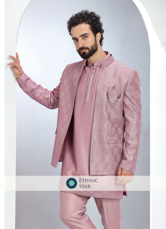 Stylish Lilac Indowestern Set With Jacket