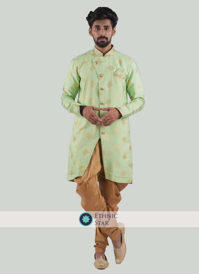 Pista Green Readymade Indowestern For Men