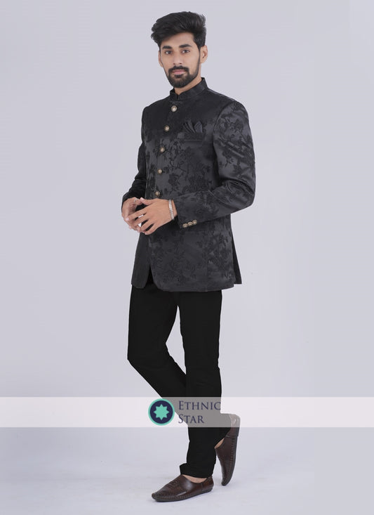 Black Imported Mens Jodhpuri Suit