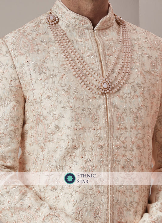 Heavy Embroidered Silk Sherwani For Wedding