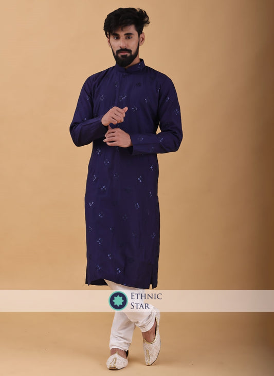 Ethnic Wear Kurta Pajama In Blue Color