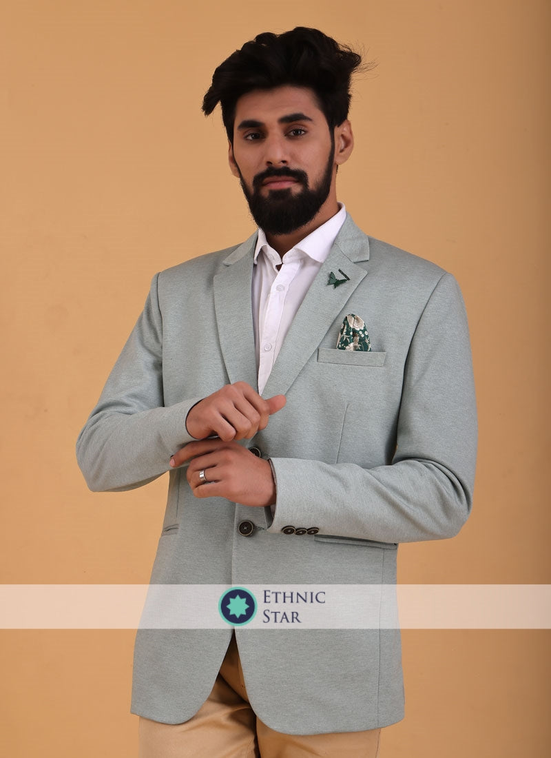 Pista Green Blazer For Wedding Wear