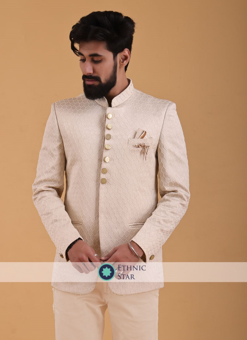 Cream jodhpuri sale suit