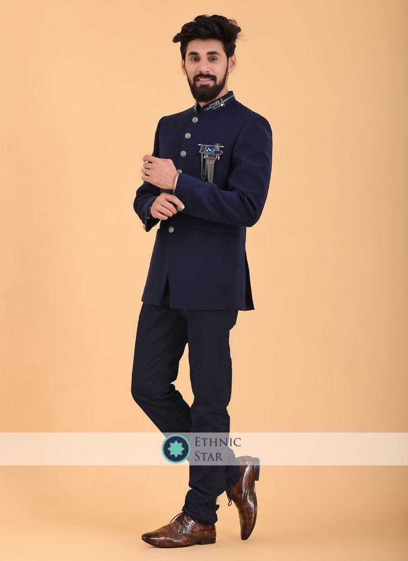 Imported Blue Color Jodhpuri Suit