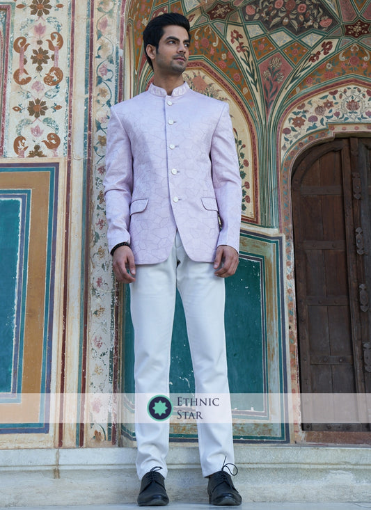 Wedding Wear Pink Jodhpuri Suit For Men