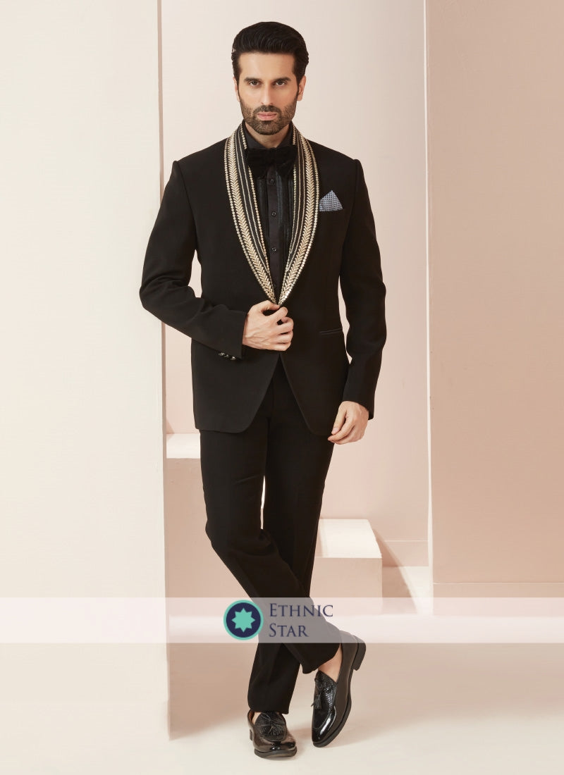 Stylish Black Imported Fabric Suit