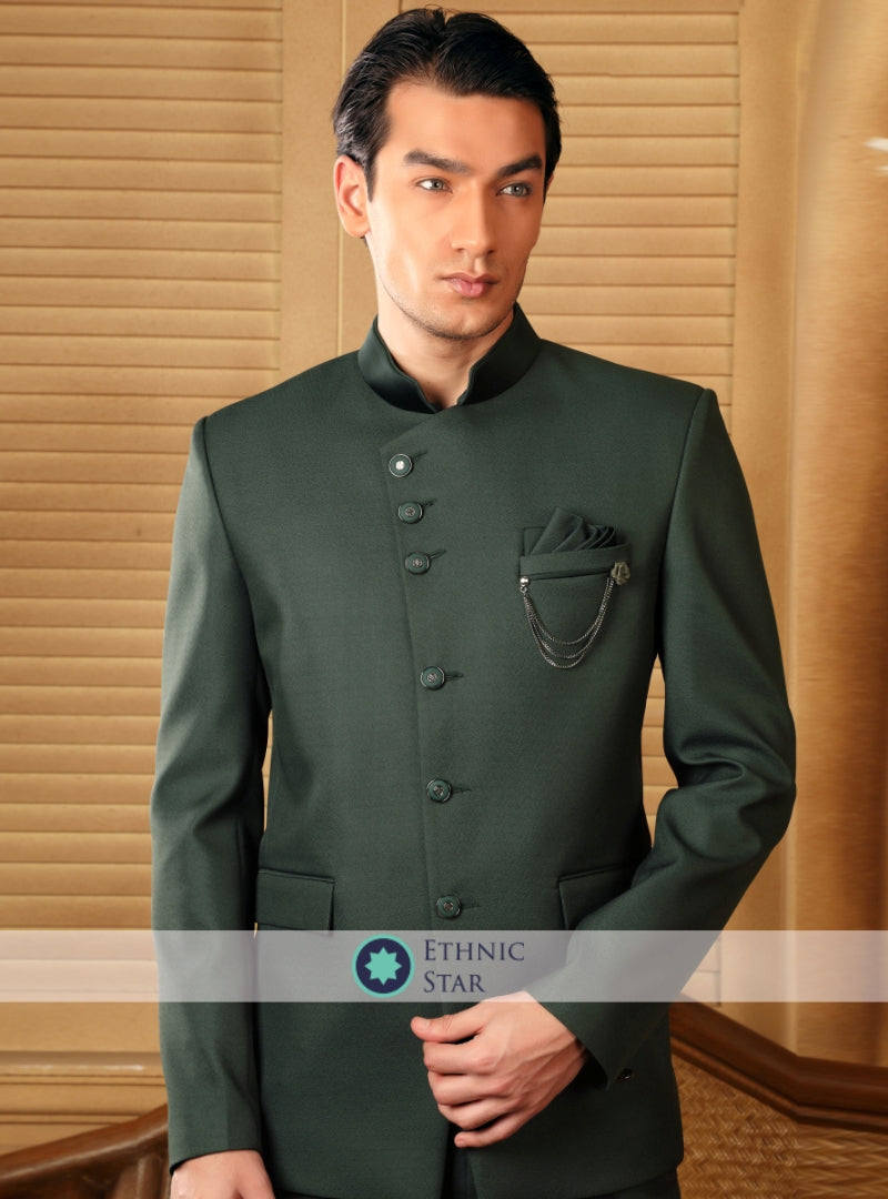 Readymade Jodhpuri Suit In Green Color – Ethnic Star